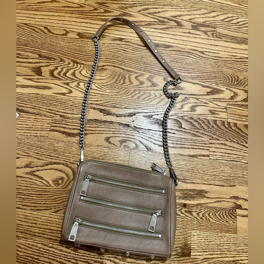 Rebecca Minkoff Taupe Three-Zip Crossbody Bag